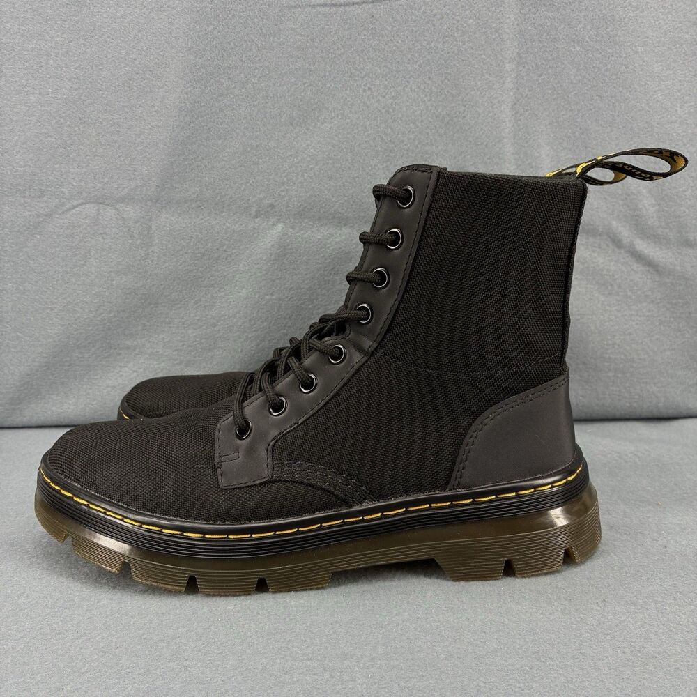 Dr. Martens Combs II Black Canvas Combat Boots Men’s US 8 Women’s US 9 Lace Up